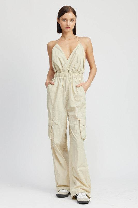 SPAGHETTI STRAP CARGO JUMPSUIT - Shop Style & More | Fresh Looks, Everyday Deals & Free Shipping