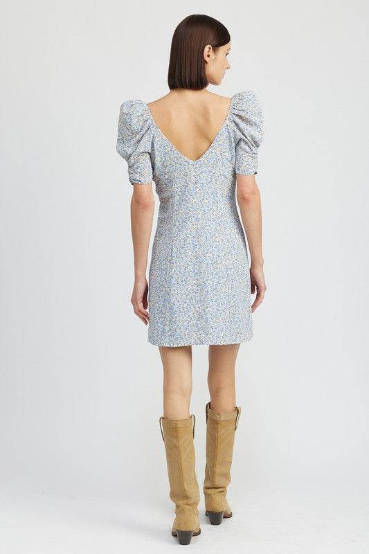 FLORAL MINI DRESS WITH PUFF SLEEVES - Shop Style & More | Fresh Looks, Everyday Deals & Free Shipping