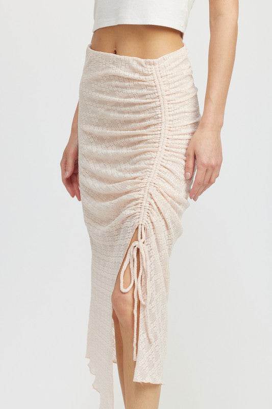 RUCHED LACE SKIT WITH HIGH SLIT - Shop Style & More | Fresh Looks, Everyday Deals & Free Shipping