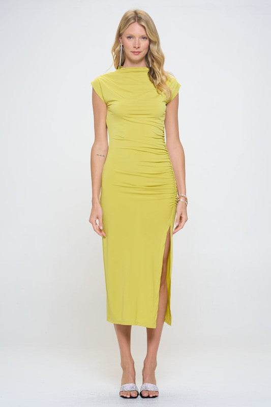 Made in USA Sleeveless Ruched Dress with Slit - Shop Style & More | Fresh Looks, Everyday Deals & Free Shipping
