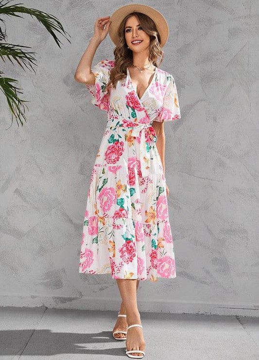 V-neck floral tiered midi dress - Shop Style & More | Fresh Looks, Everyday Deals & Free Shipping