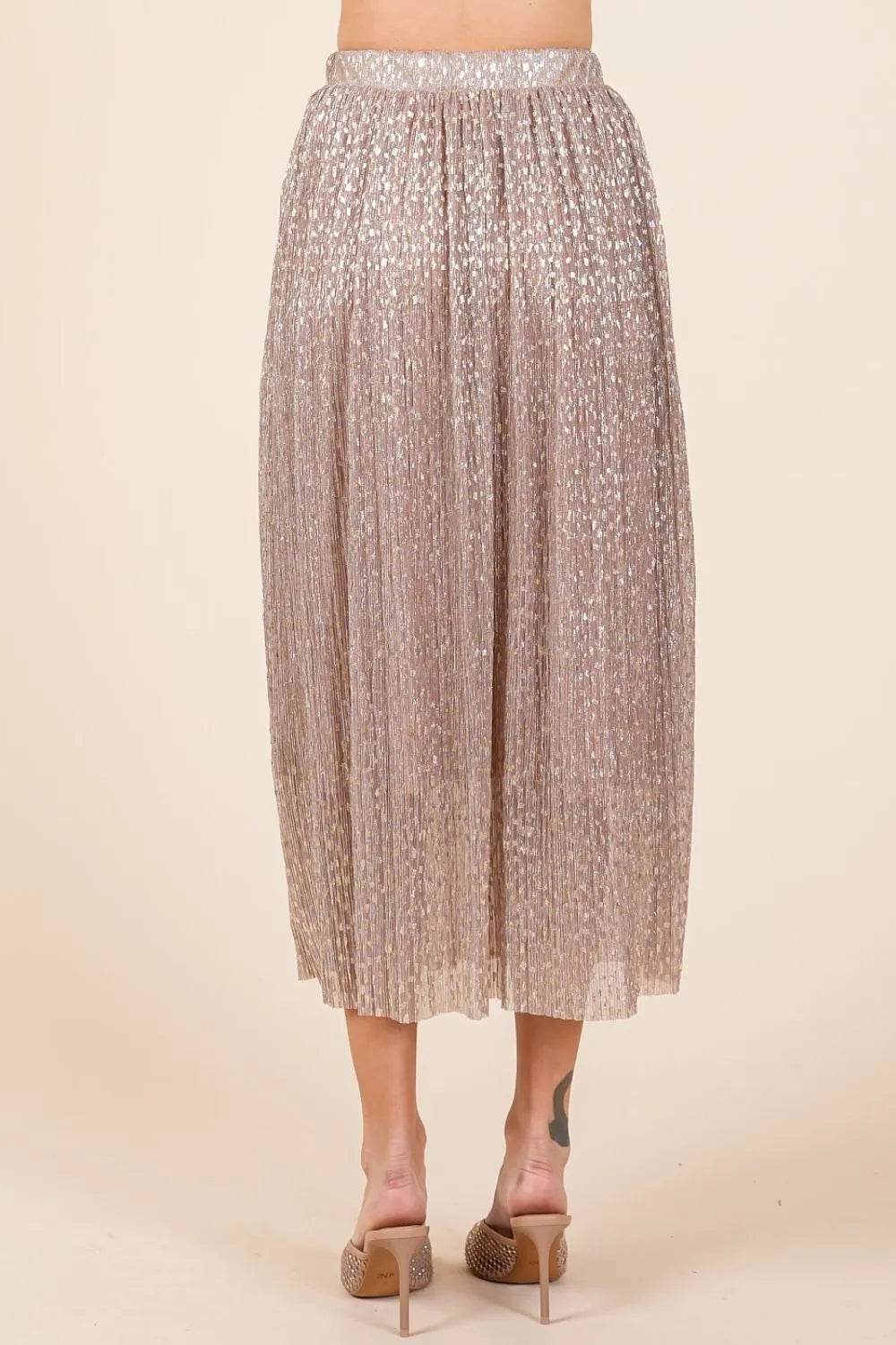 Mittoshop Metallic Glitter Speckle Print Elastic Midi Skirt - Shop Style & More | Fresh Looks, Everyday Deals & Free Shipping