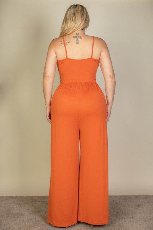 Plus Size Button Front Wide Leg Jumpsuit - Shop Style & More | Fresh Looks, Everyday Deals & Free Shipping