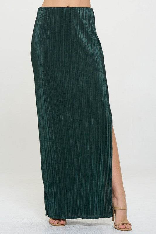 Made in USA Plisse Maxi Skirt with Slit - Shop Style & More | Fresh Looks, Everyday Deals & Free Shipping