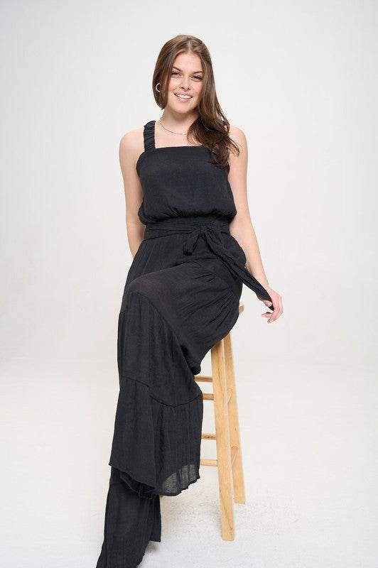 ELASTIC STRAP TIERED JUMPSUIT - Shop Style & More | Fresh Looks, Everyday Deals & Free Shipping