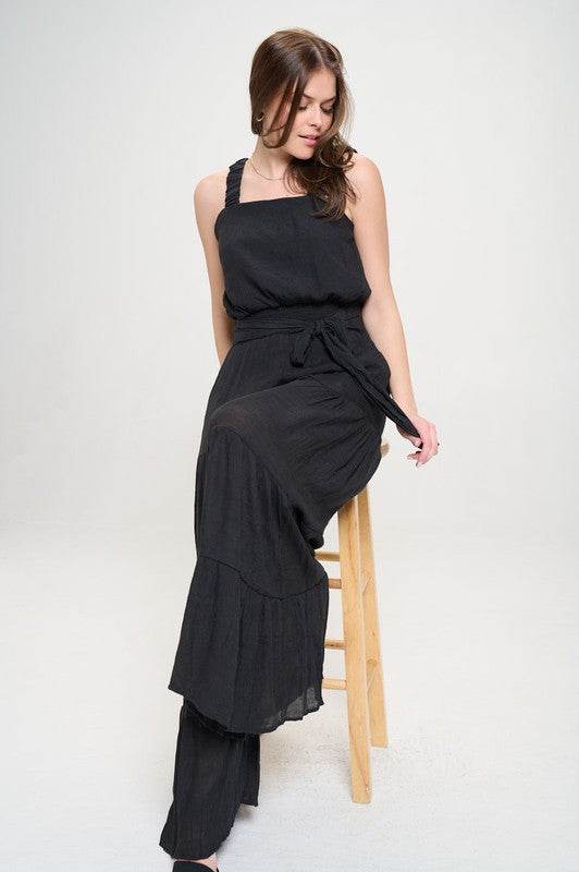 ELASTIC STRAP TIERED JUMPSUIT - Shop Style & More | Fresh Looks, Everyday Deals & Free Shipping