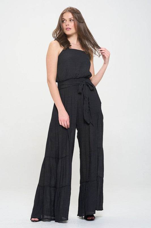 ELASTIC STRAP TIERED JUMPSUIT - Shop Style & More | Fresh Looks, Everyday Deals & Free Shipping