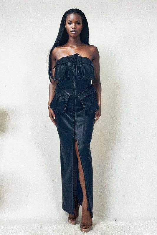 Athina button detailed PU black leather dress - Shop Style & More | Fresh Looks, Everyday Deals & Free Shipping