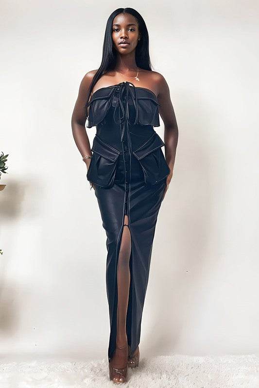 Athina button detailed PU black leather dress - Shop Style & More | Fresh Looks, Everyday Deals & Free Shipping
