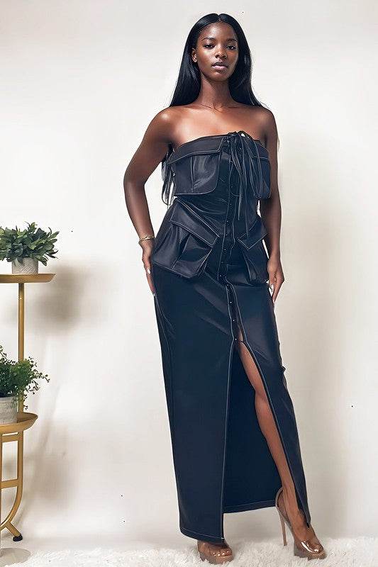 Athina button detailed PU black leather dress - Shop Style & More | Fresh Looks, Everyday Deals & Free Shipping