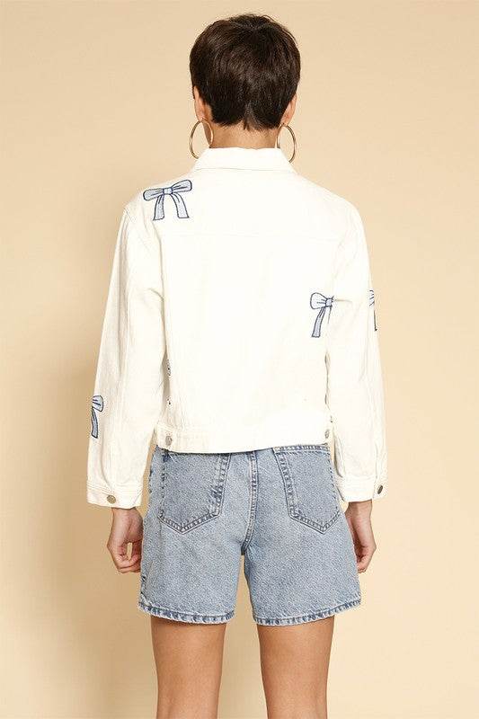 Embroidered bow denim jacket - Shop Style & More | Fresh Looks, Everyday Deals & Free Shipping