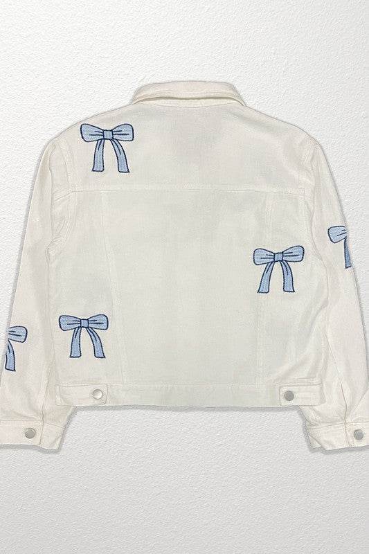 Embroidered bow denim jacket - Shop Style & More | Fresh Looks, Everyday Deals & Free Shipping