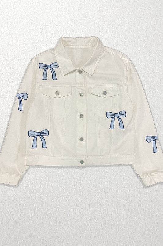 Embroidered bow denim jacket - Shop Style & More | Fresh Looks, Everyday Deals & Free Shipping
