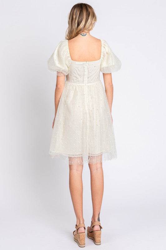 Pearl Mesh Babydoll Mini Dress - Shop Style & More | Fresh Looks, Everyday Deals & Free Shipping