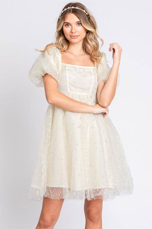 Pearl Mesh Babydoll Mini Dress - Shop Style & More | Fresh Looks, Everyday Deals & Free Shipping