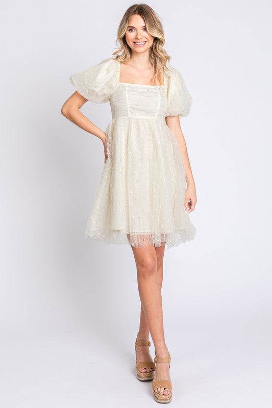 Pearl Mesh Babydoll Mini Dress - Shop Style & More | Fresh Looks, Everyday Deals & Free Shipping