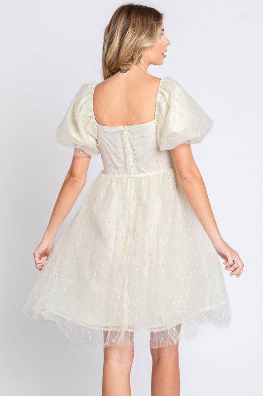 Pearl Mesh Babydoll Mini Dress - Shop Style & More | Fresh Looks, Everyday Deals & Free Shipping