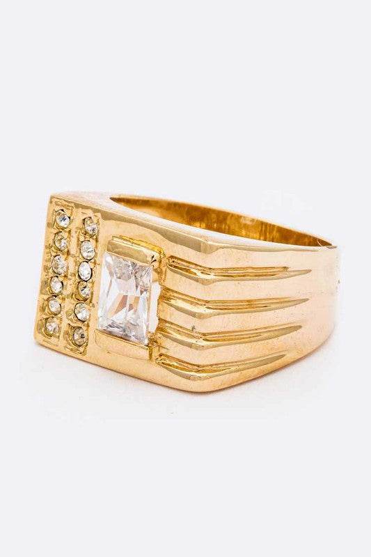 Crystal Square Unisex Gold Ring - Shop Style & More | Fresh Looks, Everyday Deals & Free Shipping