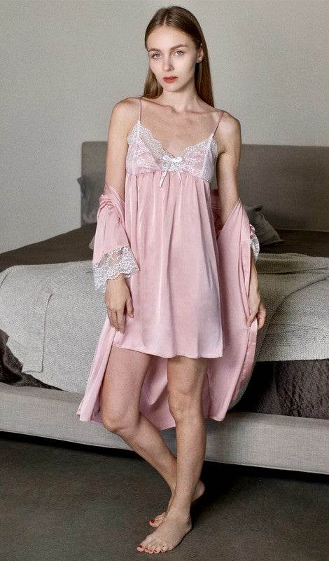 4 pieces Pink with lace High-End Silk pajama sets - Shop Style & More | Fresh Looks, Everyday Deals & Free Shipping
