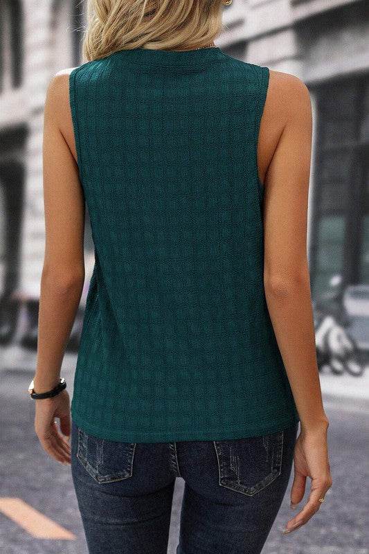 Textured Notched Neckline Tank Top - Shop Style & More | Fresh Looks, Everyday Deals & Free Shipping