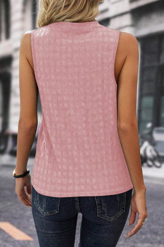 Textured Notched Neckline Tank Top - Shop Style & More | Fresh Looks, Everyday Deals & Free Shipping