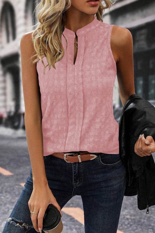 Textured Notched Neckline Tank Top - Shop Style & More | Fresh Looks, Everyday Deals & Free Shipping