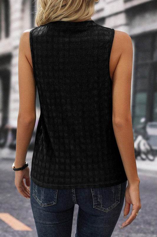 Textured Notched Neckline Tank Top - Shop Style & More | Fresh Looks, Everyday Deals & Free Shipping