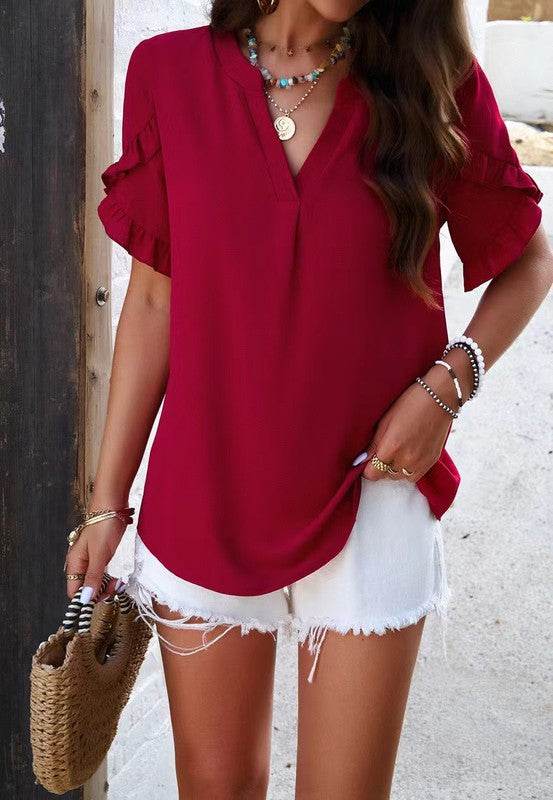 V neck ruffle blouse - Shop Style & More | Fresh Looks, Everyday Deals & Free Shipping
