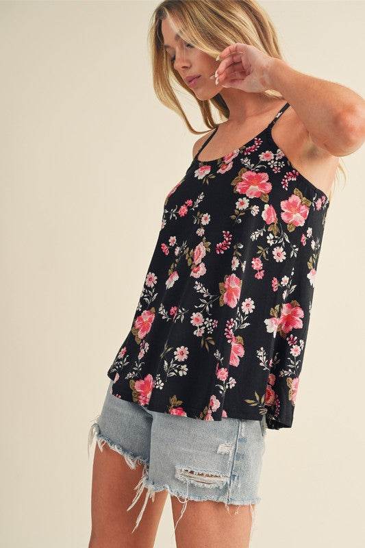 Floral Spaghetti Straps Strappy Back Tank Top - Shop Style & More | Fresh Looks, Everyday Deals & Free Shipping