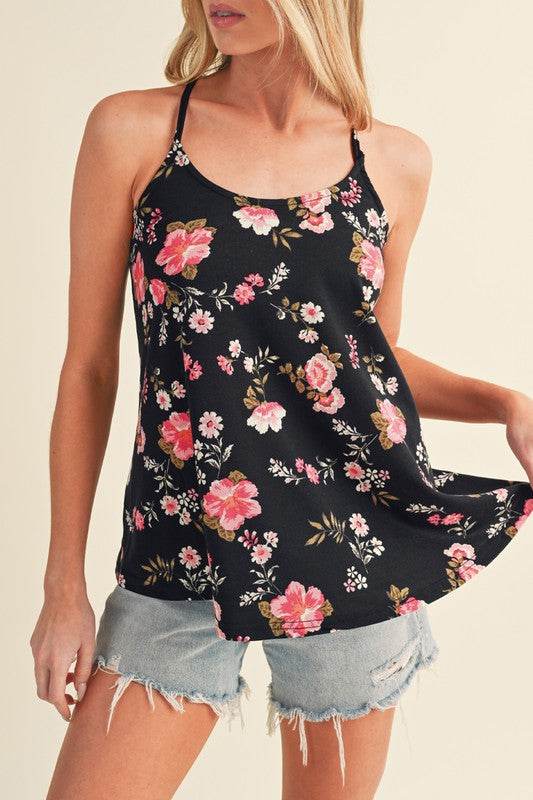 Floral Spaghetti Straps Strappy Back Tank Top - Shop Style & More | Fresh Looks, Everyday Deals & Free Shipping