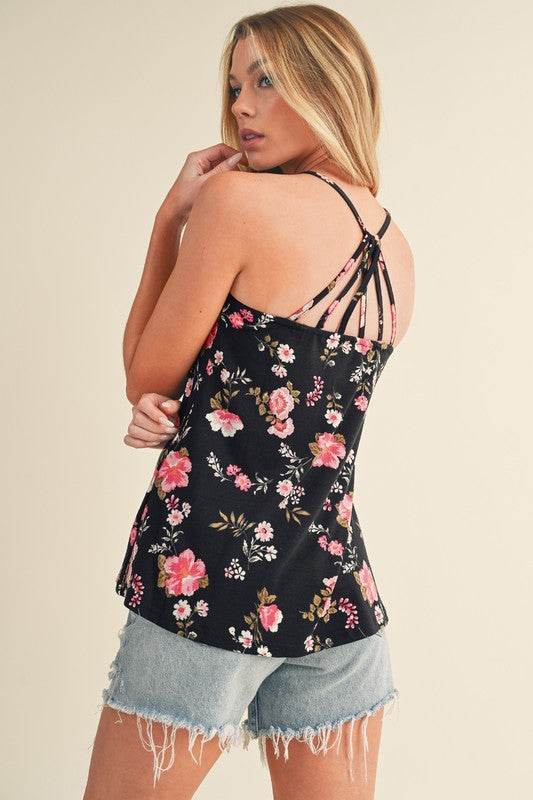 Floral Spaghetti Straps Strappy Back Tank Top - Shop Style & More | Fresh Looks, Everyday Deals & Free Shipping