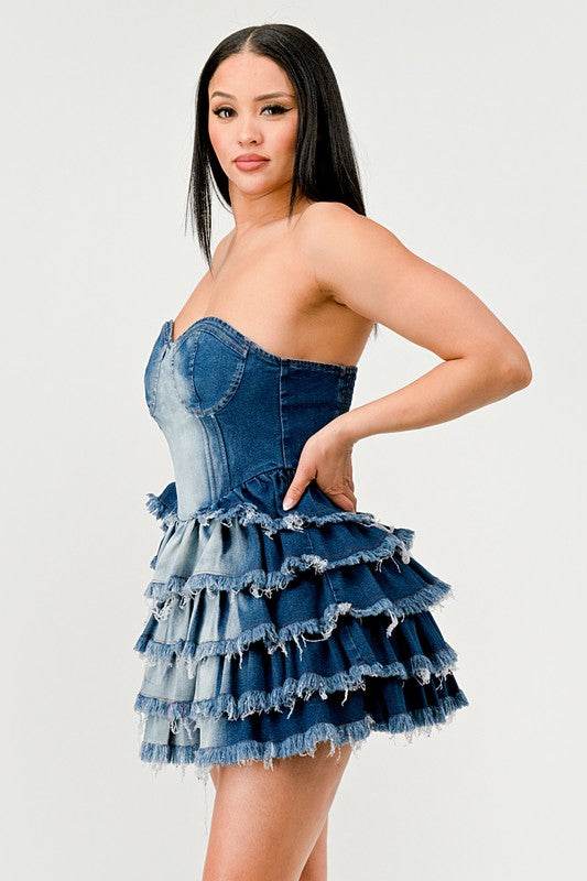 Denim Delight Tiered Ruffle Dress - Shop Style & More | Fresh Looks, Everyday Deals & Free Shipping