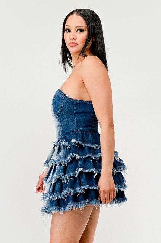 Denim Delight Tiered Ruffle Dress - Shop Style & More | Fresh Looks, Everyday Deals & Free Shipping
