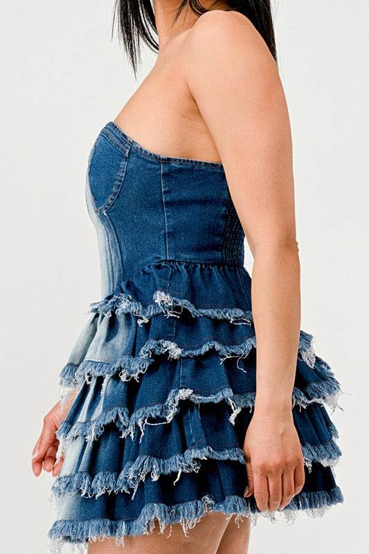 Denim Delight Tiered Ruffle Dress - Shop Style & More | Fresh Looks, Everyday Deals & Free Shipping