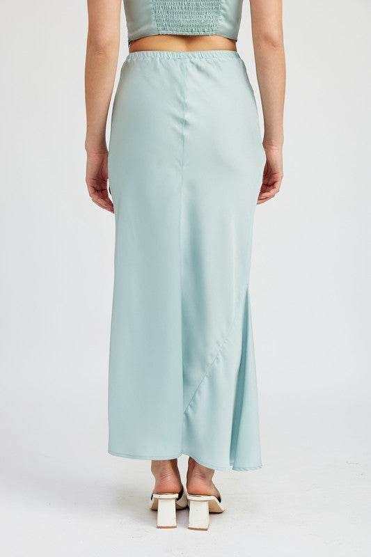 TIE FRONT SATIN MIDI SKIRT - Shop Style & More | Fresh Looks, Everyday Deals & Free Shipping