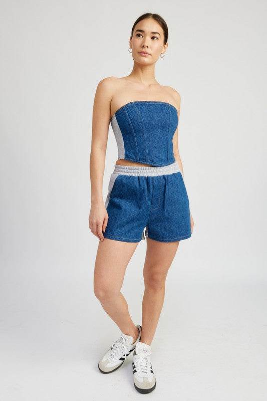 MIXED MEDIA HIGH WAIST SHORTS - Shop Style & More | Fresh Looks, Everyday Deals & Free Shipping