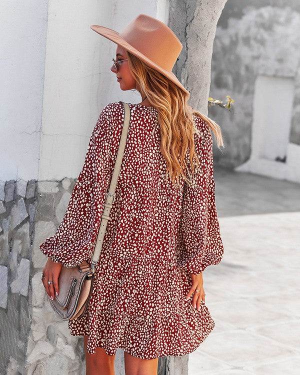 Womens V Neck Floral Mini Dress Long Sleeve - Shop Style & More | Fresh Looks, Everyday Deals & Free Shipping