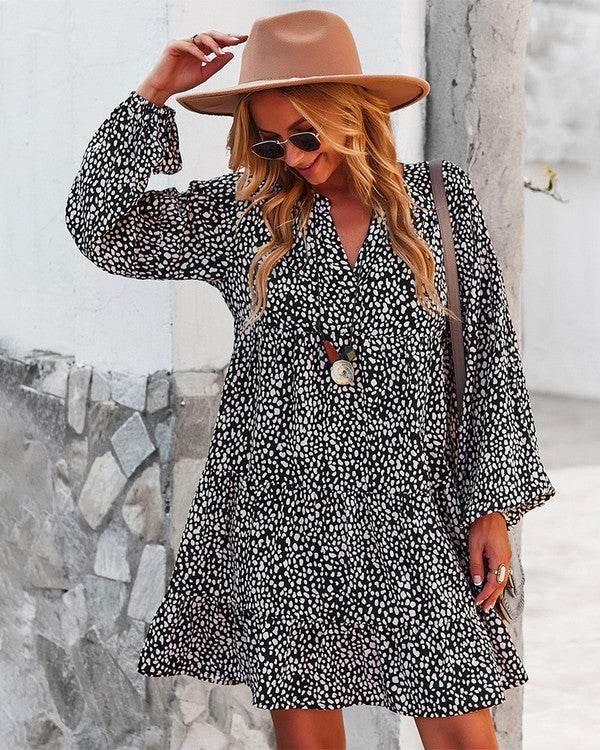 Womens V Neck Floral Mini Dress Long Sleeve - Shop Style & More | Fresh Looks, Everyday Deals & Free Shipping