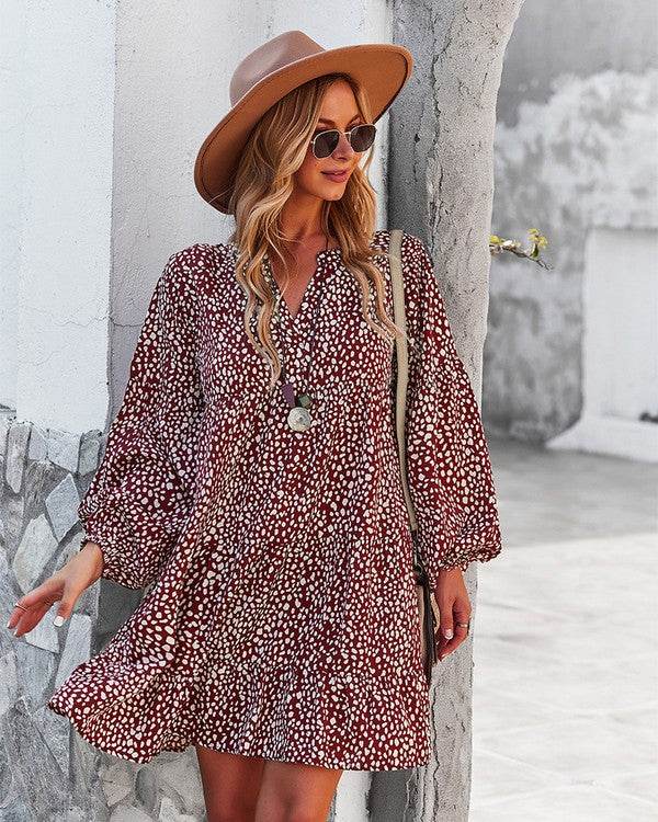 Womens V Neck Floral Mini Dress Long Sleeve - Shop Style & More | Fresh Looks, Everyday Deals & Free Shipping