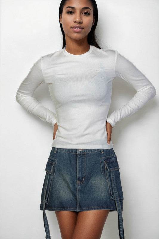 Ribbed Round Neck Long Sleeve Top - Shop Style & More | Fresh Looks, Everyday Deals & Free Shipping