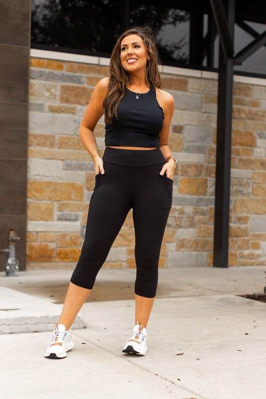 Black CAPRI with POCKETS - Shop Style & More | Fresh Looks, Everyday Deals & Free Shipping