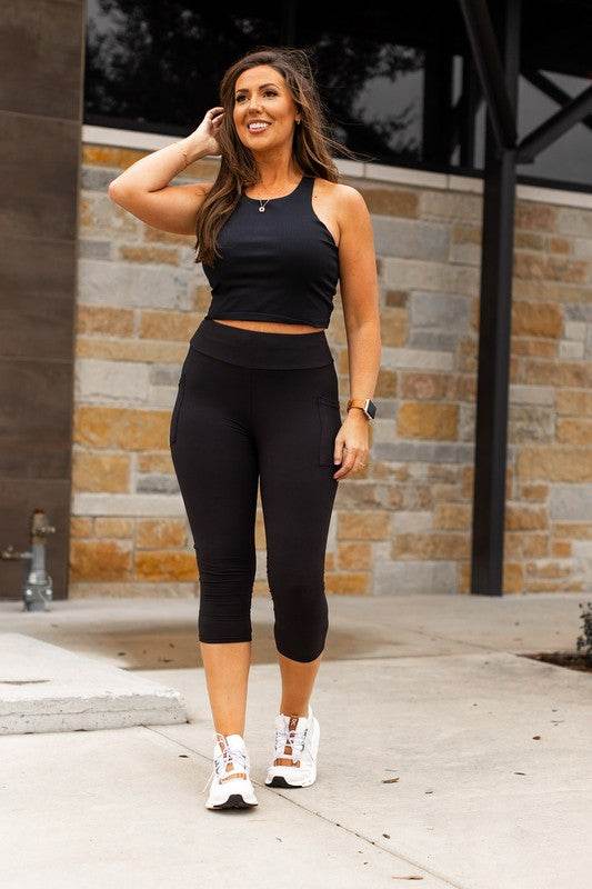 Black CAPRI with POCKETS - Shop Style & More | Fresh Looks, Everyday Deals & Free Shipping