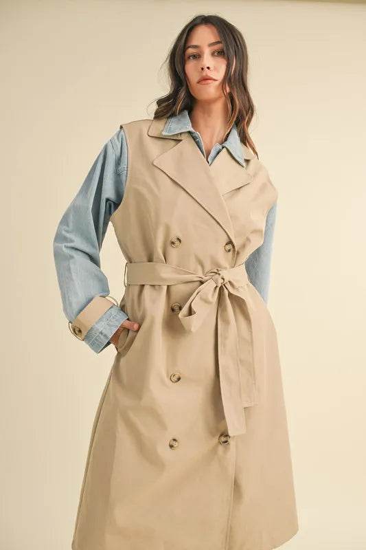 MABLE Layered Look Trench Coat With Denim Jacket - Shop Style & More | Fresh Looks, Everyday Deals & Free Shipping