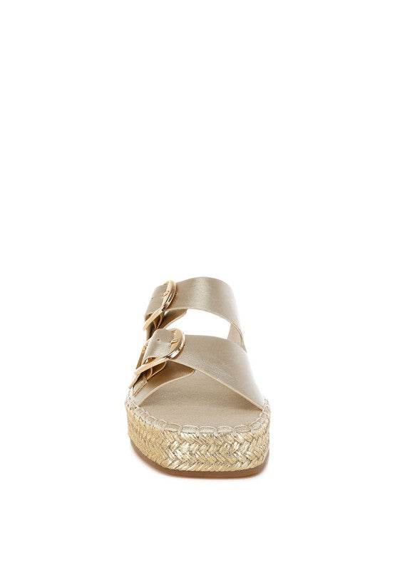Miova Metallic Buckle Detail Espadrille Flatforms - Shop Style & More | Fresh Looks, Everyday Deals & Free Shipping