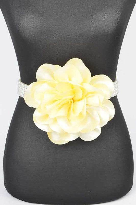 Oversize Satin Flower Pearl Strand Elastic Belt - Shop Style & More | Fresh Looks, Everyday Deals & Free Shipping