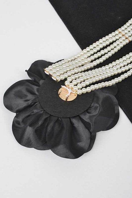 Oversize Satin Flower Pearl Strand Elastic Belt - Shop Style & More | Fresh Looks, Everyday Deals & Free Shipping