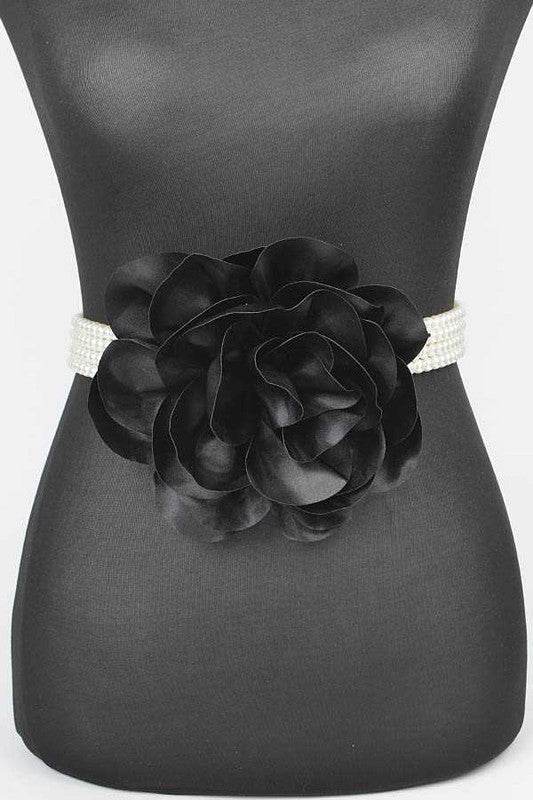 Oversize Satin Flower Pearl Strand Elastic Belt - Shop Style & More | Fresh Looks, Everyday Deals & Free Shipping