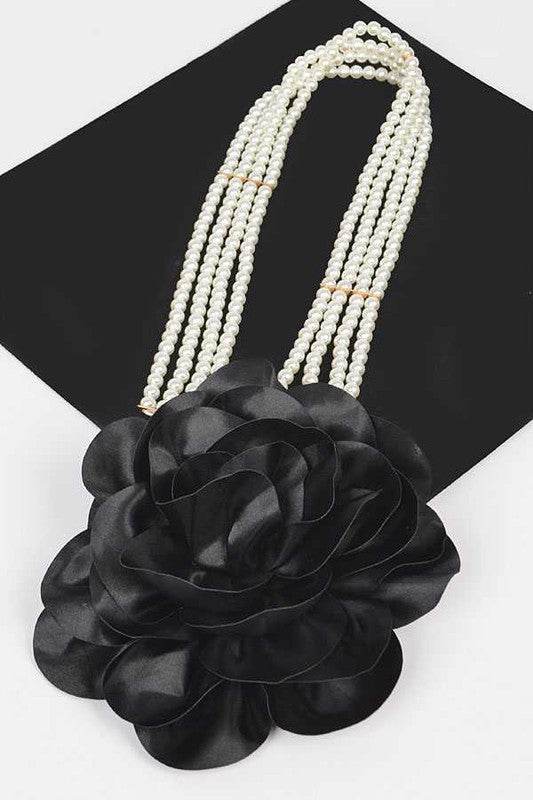 Oversize Satin Flower Pearl Strand Elastic Belt - Shop Style & More | Fresh Looks, Everyday Deals & Free Shipping