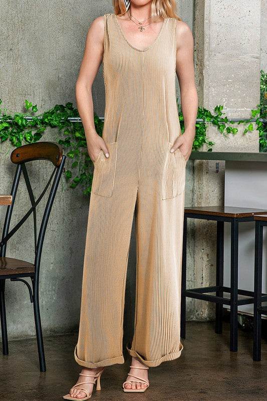Corded Tie Straps V Neck Wide Leg Jumpsuit - Shop Style & More | Fresh Looks, Everyday Deals & Free Shipping