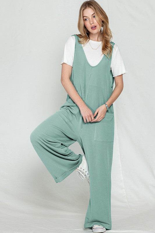Corded Tie Straps V Neck Wide Leg Jumpsuit - Shop Style & More | Fresh Looks, Everyday Deals & Free Shipping